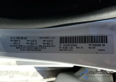 2015 Chrysler 200 Limited from USA, damaged, VIN 1C3CCCAB1FN725242